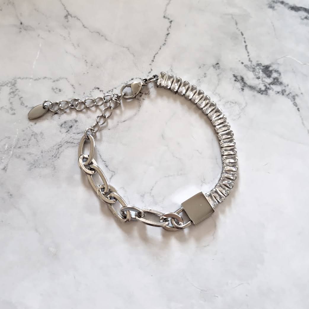 Pulsera Chapa de Oro Zirc y Cadena Candado