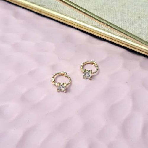 Aretes Chapa de Oro Solitario