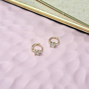 Aretes Chapa de Oro Solitario