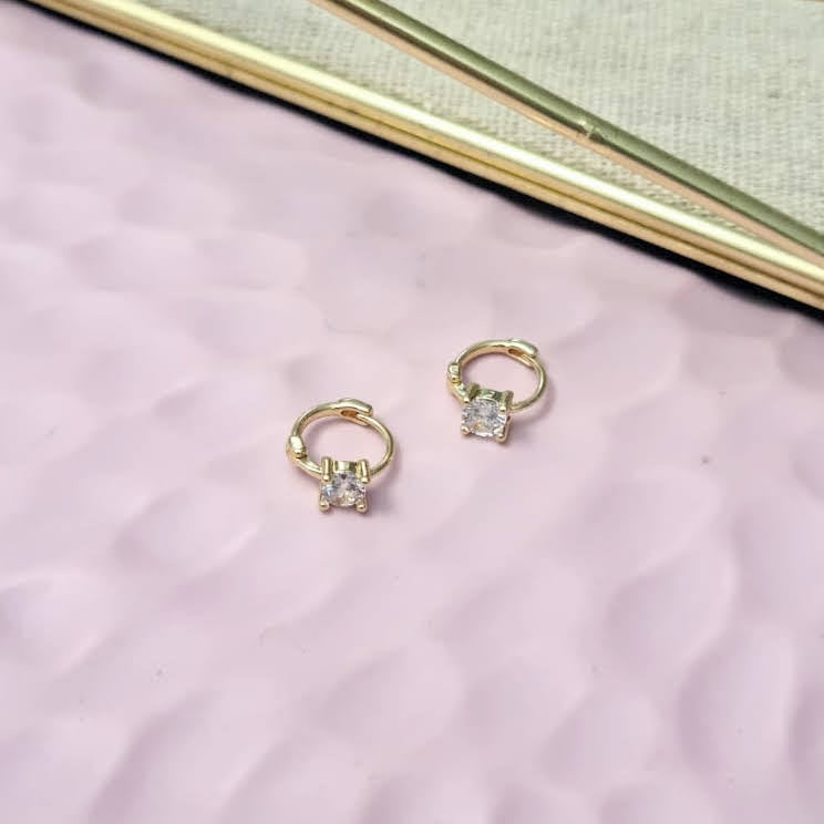 Aretes Chapa de Oro Solitario