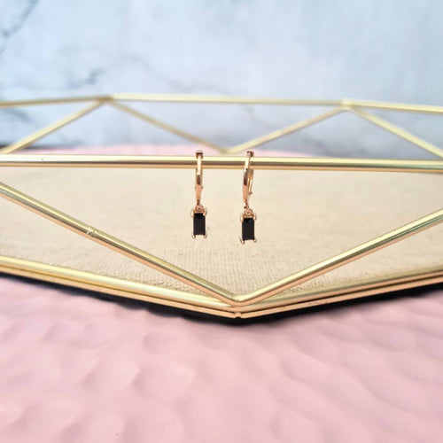 Aretes Acero Inoxidable Baguette Negro