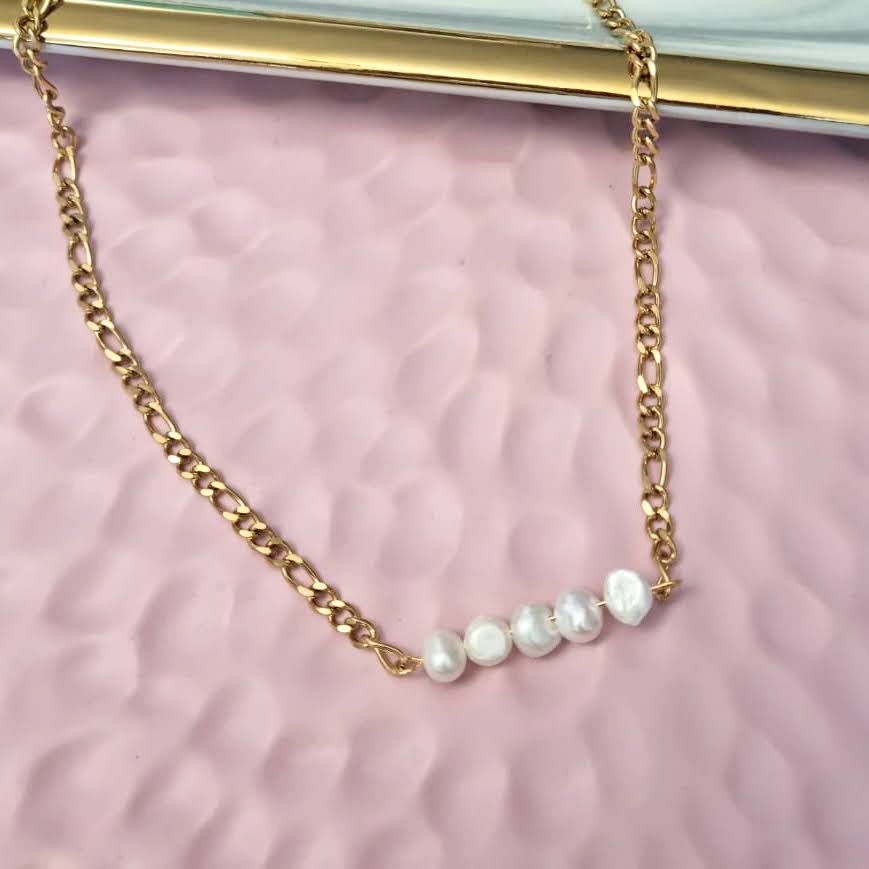 Collar Acero Inoxidable con Perlas