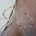 Collar Chapa de Oro Margaritas Multicolor