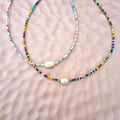 Collar Chapa de Oro Multicolor Perla