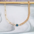 Collar Chapa de Oro Dos Cadenas y Cristal