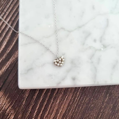 Collar Plata 925 Corazon con Perlas